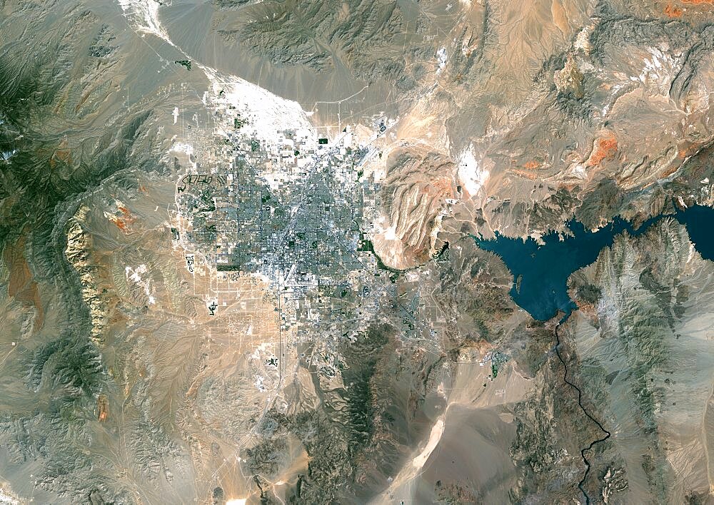 Las Vegas, Nevada, Us, In 2000, True Colour Satellite Image. True colour satellite image of Las Vegas, Nevada, US. Image taken on 3 May 2000, using LANDSAT data.