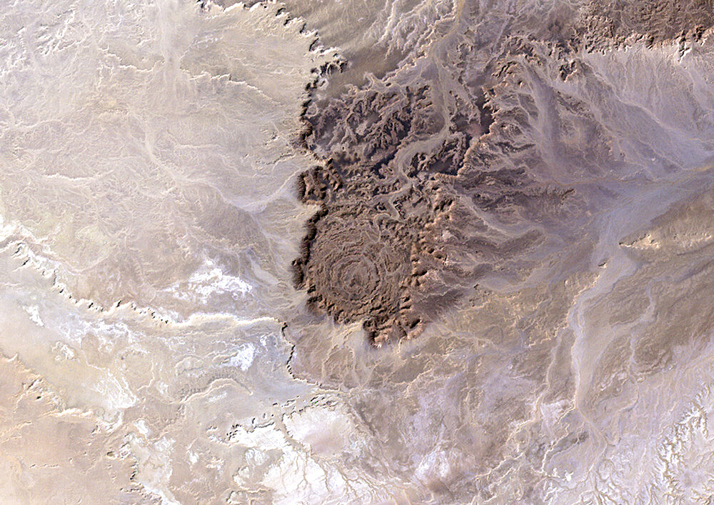 Tin Bider Meteor Impact Crater, Algeria, True Colour Satellite Image