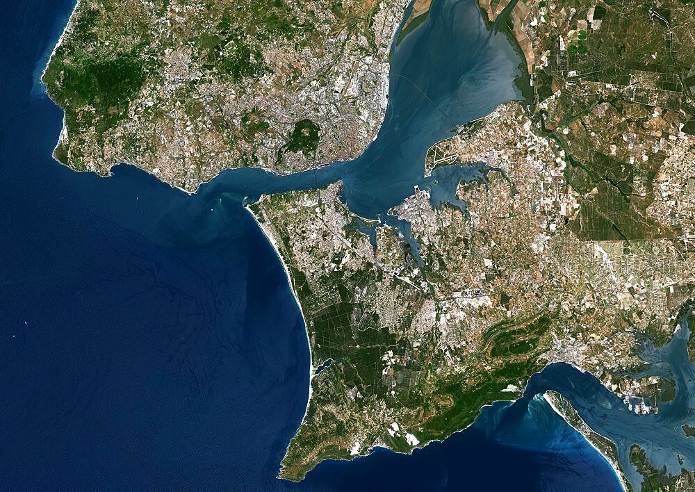 Lisbon, Portugal, True Colour Satellite Image. Lisbon, Portugal. True colour satellite image of Lisbon, the capital city of Portugal. Image taken on 24 June 2000 using LANDSAT 7 data.