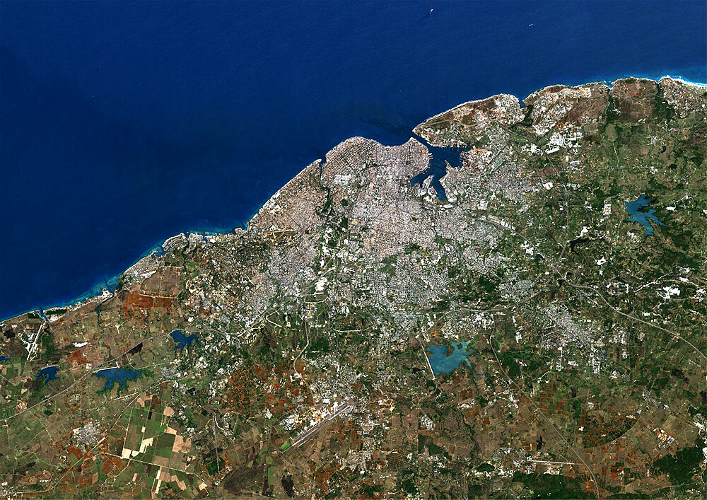 La Havana, Cuba, True Colour Satellite Image. La Havana, Cuba. True colour satellite image of La Havana, the capital city of Cuba and the largest city of both Cuba and the Carribbean. Image taken on 3 April 2001 using LANDSAT 7 data.