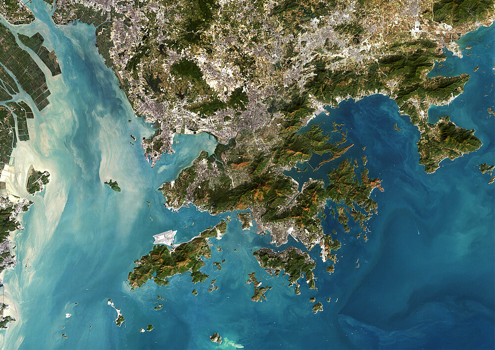 Hong Kong, China, True Colour Satellite Image. Hong Kong, People's Republic of China. True colour satellite image of the city of Hong Kong