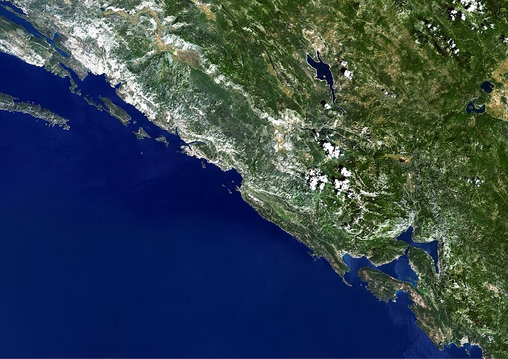 Dubrovnik, Croatia, True Colour Satellite Image. Dubrovnik, Croatia. True colour satellite image of Dubrovnik, capital city of Croatia. Image taken on 6 July 2001, using LANDSAT 7 data.