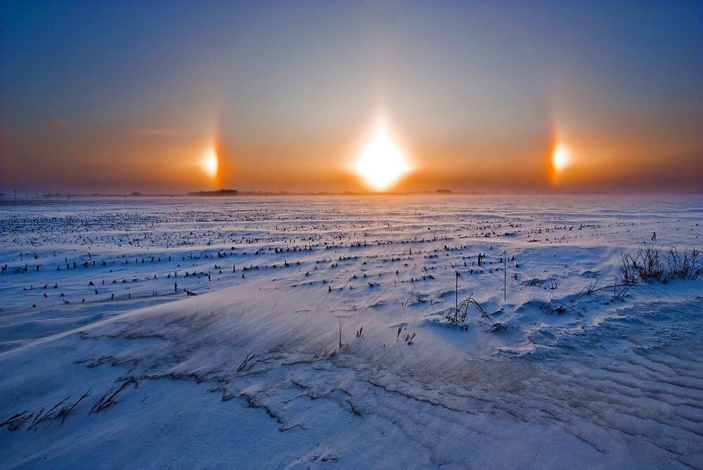 Sun Halo and Iowa Winter