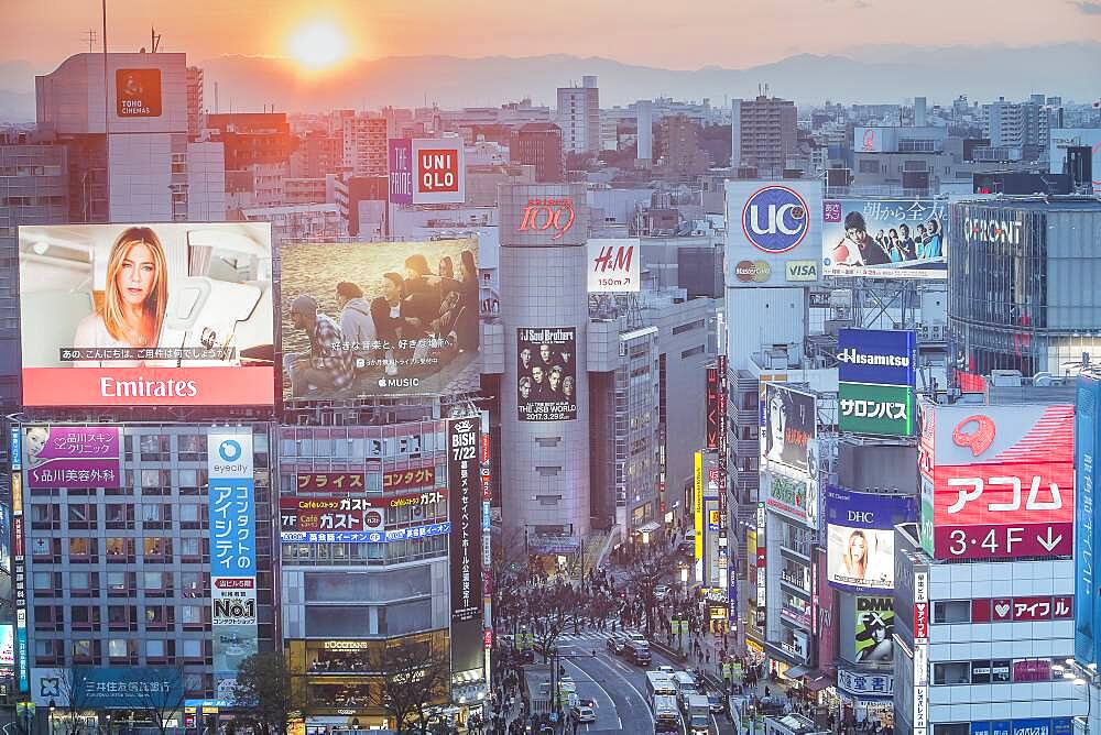 Shibuya skyline. Tokyo city, Japan