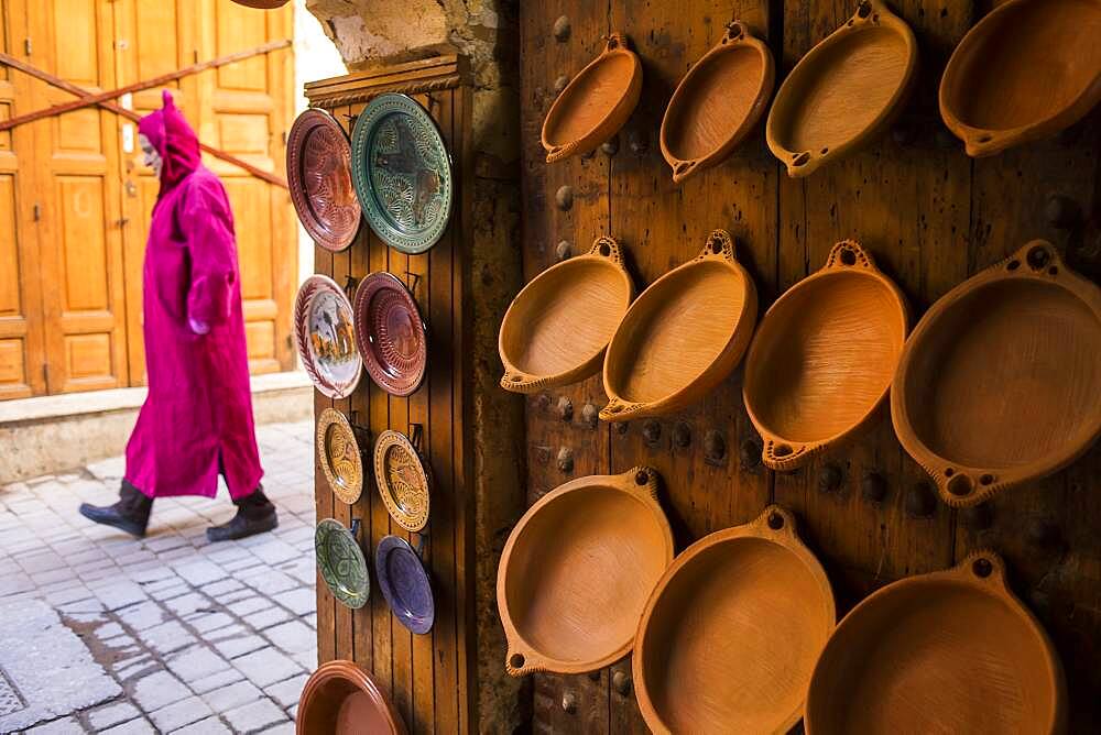 Pottery shop, in Talaa Kebira street, medina, Fez. Morocco