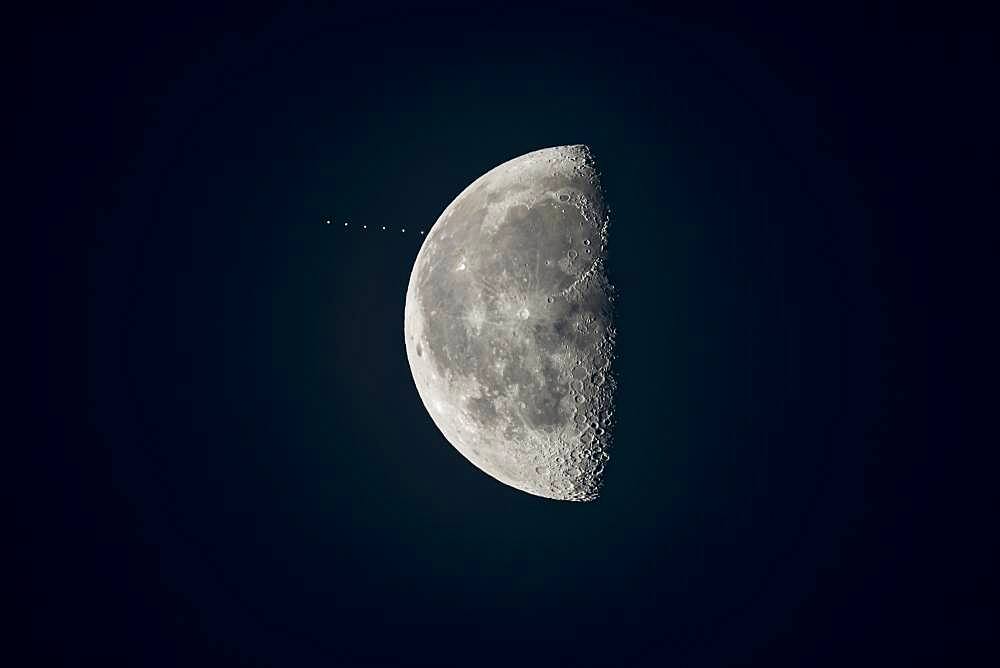 The waning gibbous Moon approaches the star Aldebaran at an occultation on the morning of September 12, 2017. This is a multiple exposure composite of the ingress phase that occurred before sunrise, with the Moon from the final exposure and the star from exposures taken at 4-minute intervals prior to that last exposure. For the actual ingress I switched to HD movie to shoot a video of the event.