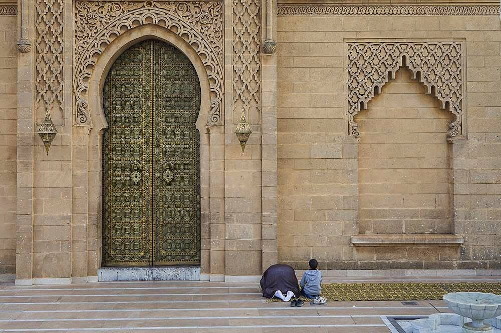 Facade of a mosque, is part of  Mausoleum of Mohammed V, Rabat, Morocco