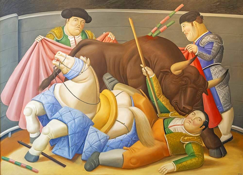 `El Quite´. Painting by Fernando Botero, Antioquia Museum, Museo de Antioquia, Medellín, Colombia