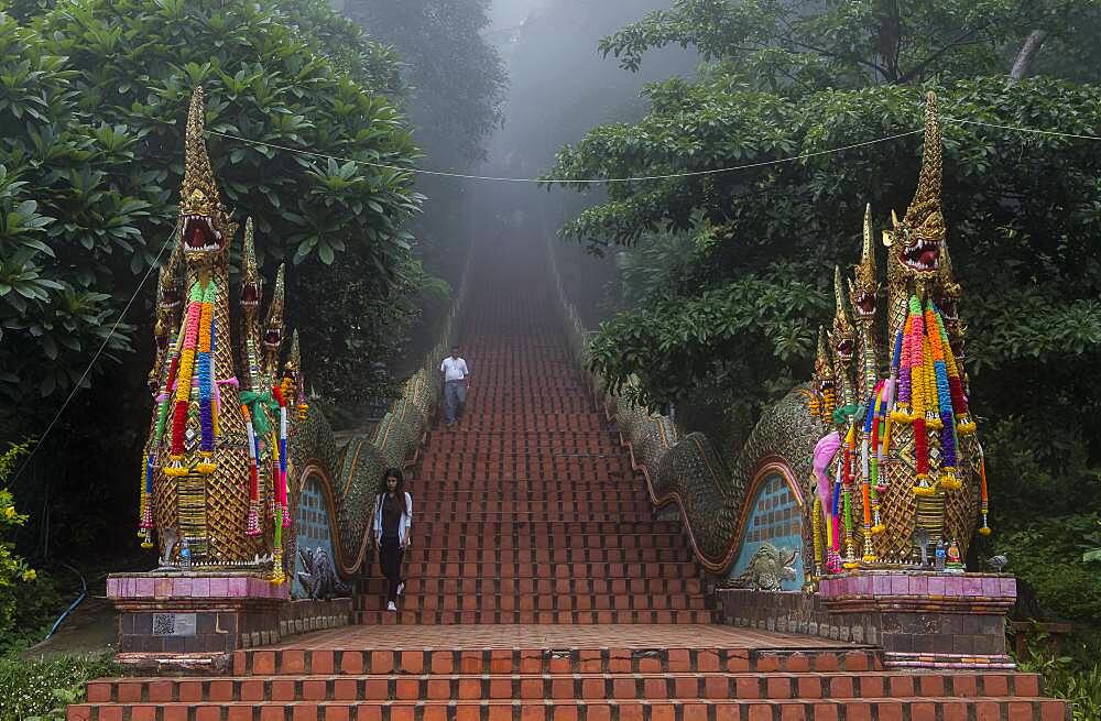 Naga staircase, Wat Phra That Doi Suthep Temple of Chiang Mai, Thailand