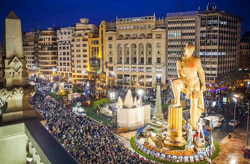 Falla of Plaza del Ayuntamiento ,Fallas festival,Valencia,Spain