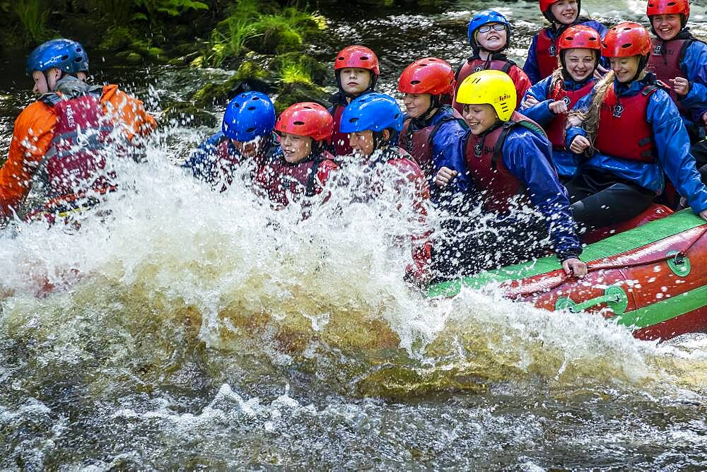 White water rafting at the National White Water Centre on the River Tryweryn, near Bala, Wales