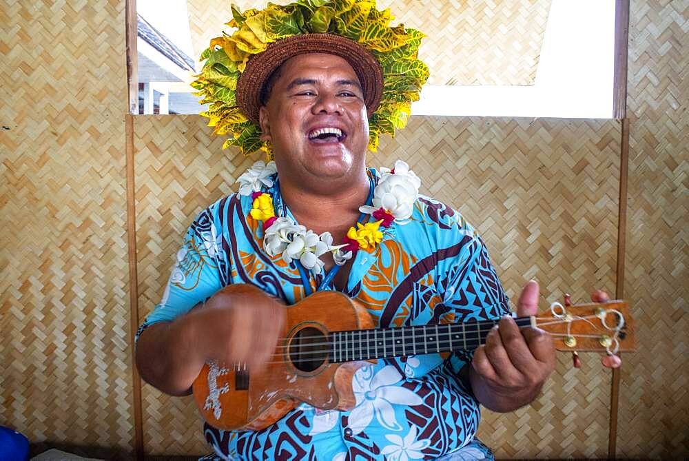 Tahiti Island, touristic reception with music and dances to the Faaa airport Papeete French Polynesia France