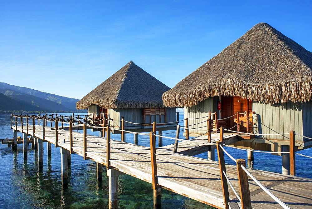 Sunset in Le Meridien Hotel on the island of Tahiti, French Polynesia, Tahiti Nui, Society Islands, French Polynesia, South Pacific.