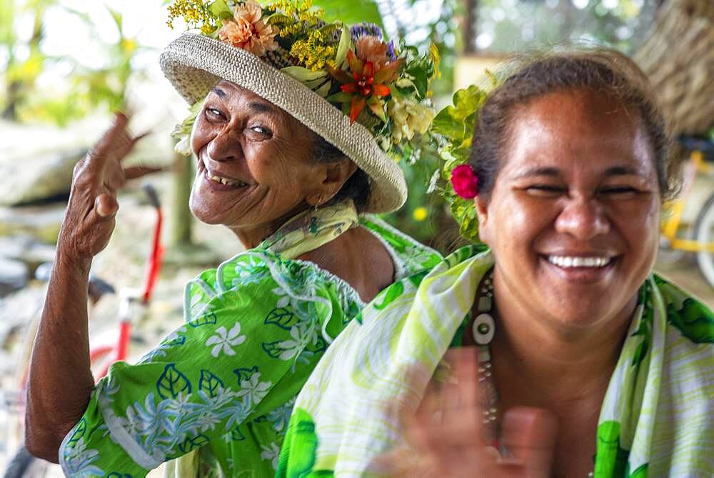 Portrait of a old women in Huahine, Society Islands, French Polynesia, South Pacific.