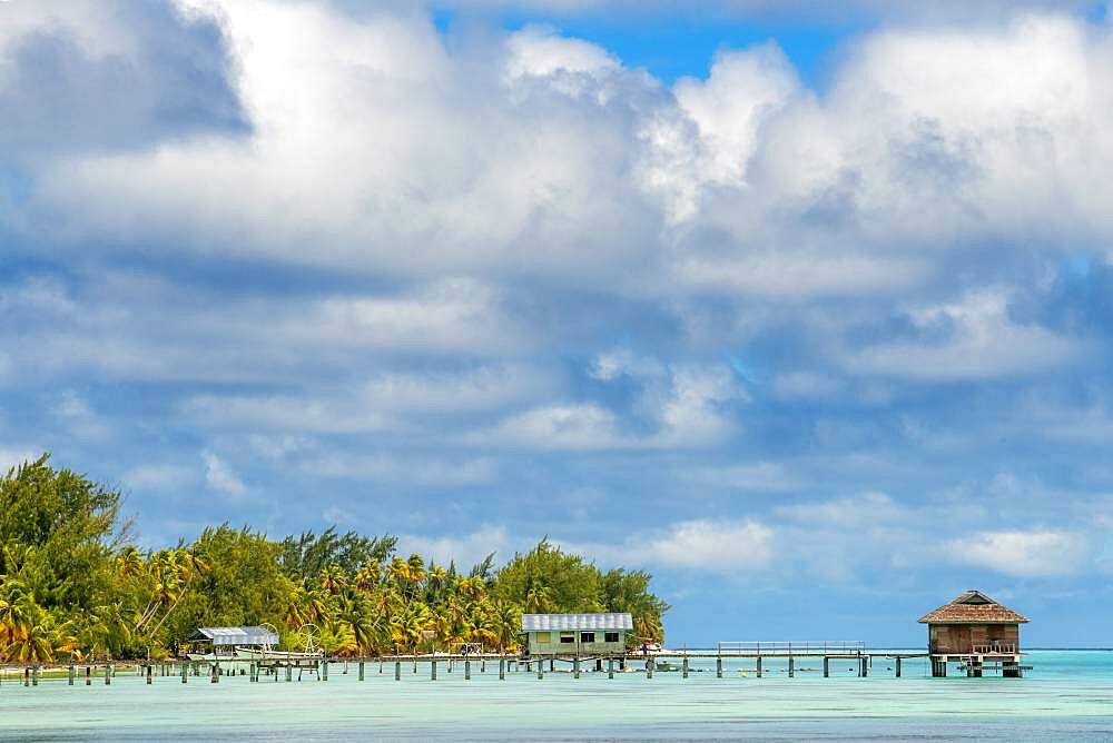 Small pier in Fakarava, Tuamotus Archipelago French Polynesia, Tuamotu Islands, South Pacific.