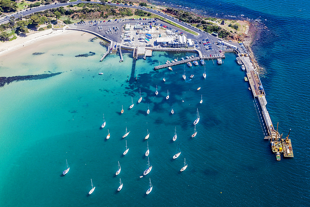 Aerial view of the Rocks Mornington on Victoria's Mornington Peninsula, Australia