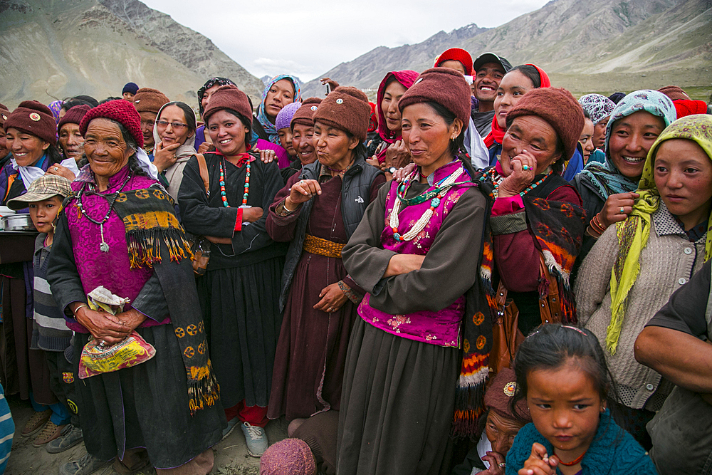 Playing music and dancing during a tibetan wedding in Zanskar Valley, Northern India.