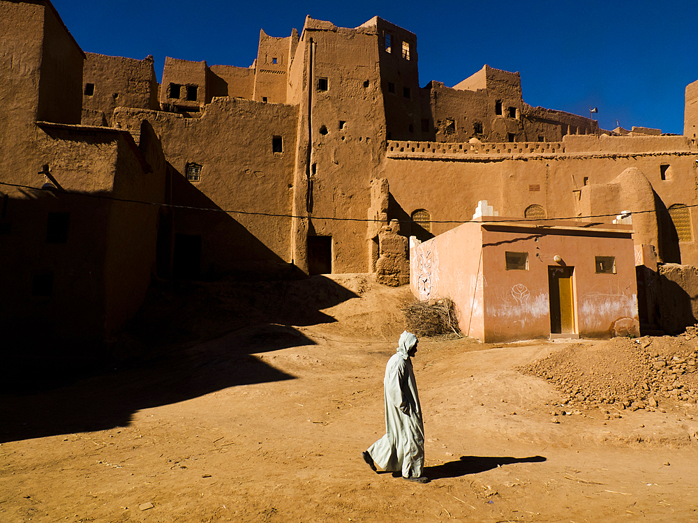 A man walking in Tinerhir Kasbah