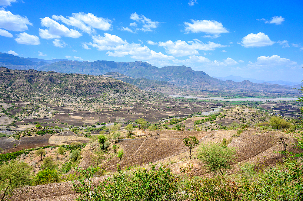 A view down into the beautiful and fertile valleys near Debre Berhan, Ethiopia.