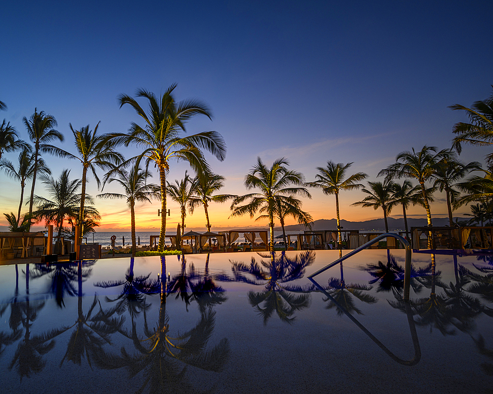 Sunset at Marival Emotions Resort in Nuevo Vallarta, Riviera Nayarit, Mexico.