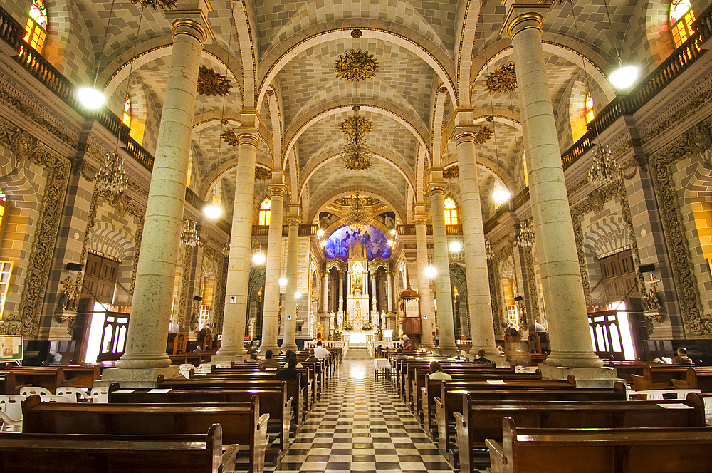 Interior of Basilica de la Inmaculada Concepcion (Cathedral of the Immaculate Conception) in downtown Mazatlan, Sinaloa, Mexico.