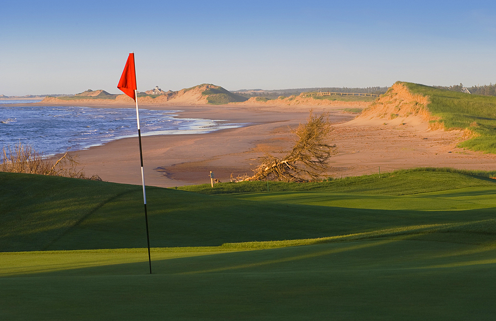 The Links at Crowbush Cove Golf Course, beach and sand dunes; Prince Edward Island, Canada..