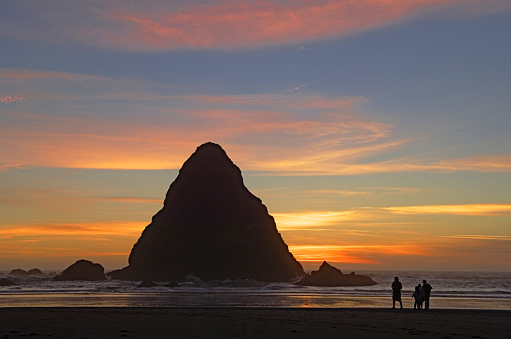 Sea stacks and sunset at Whaleshead Beach, Samuel H. Boardman State Scenic Corridor, southern Oregon coast.