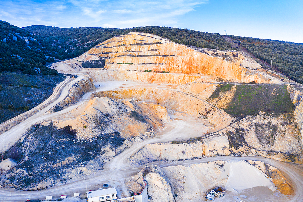 Quarry. Aerial view. Ancin area. Navarre, Spain, Europe