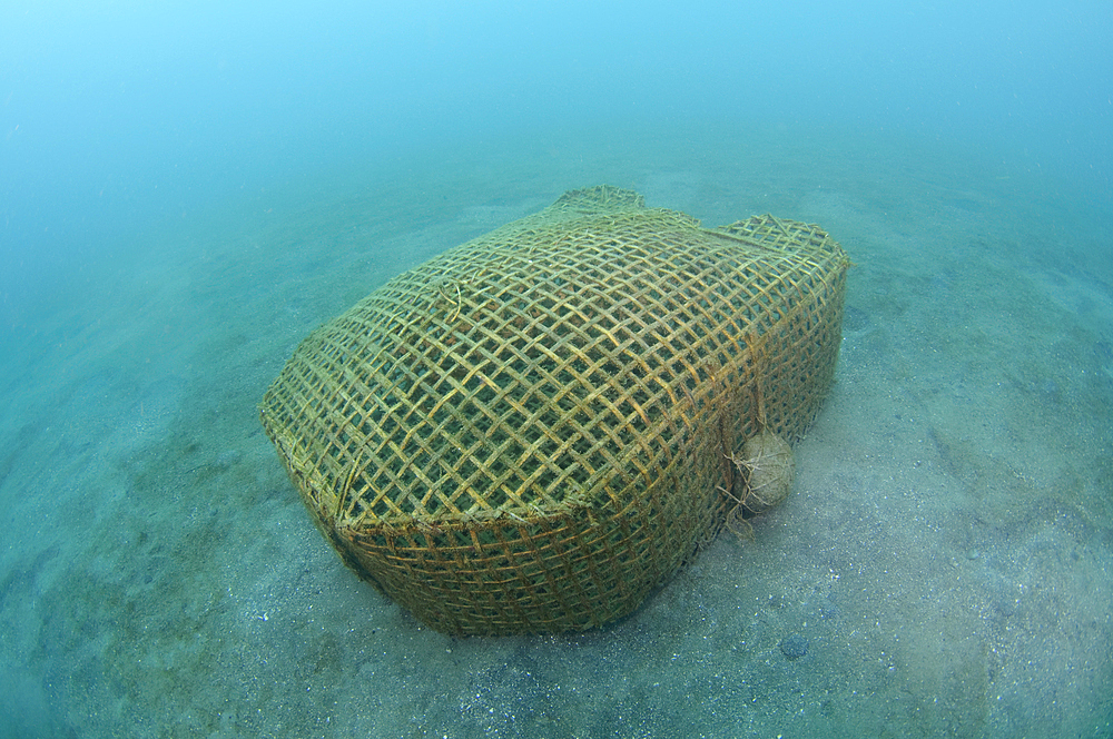 Bamboo Fish Trap, Lembeh Strait, Bitung, Manado, North Sulawesi, Indonesia, Pacific Ocean