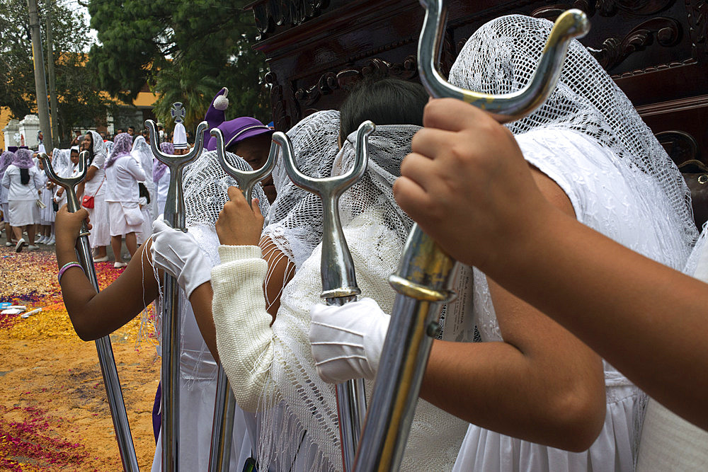 Holy Week processions in Guatemala city. Holy Thursday. Holy Week in Guatemala is celebrated with street expressions of faith, called processions, usually organized by a "hermandades". Each procession of Holy Week has processional floats and steps, which are often religious images of the Passion of Christ, or Marian images, although there are exceptions, like the allegorical steps of saints.