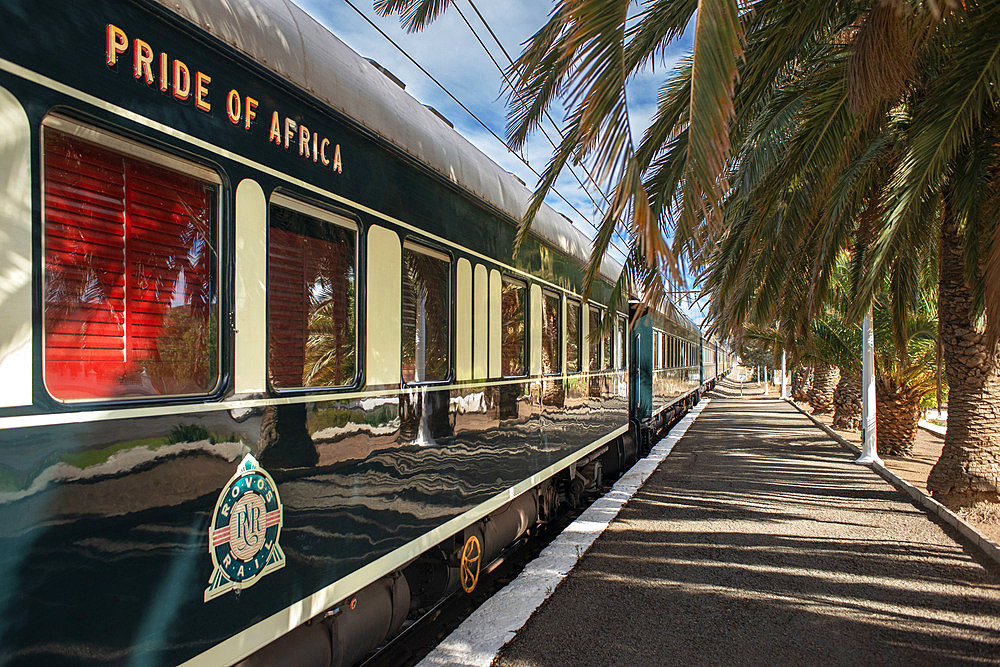 The Rovos Rail luxury train travelling between Cape Town and Pretoria in South Africa Matjiesfontein station
Pride of Africa beautifully rebuilt Classic train that form part of the luxurious and privately owned Rovos Rail fleet