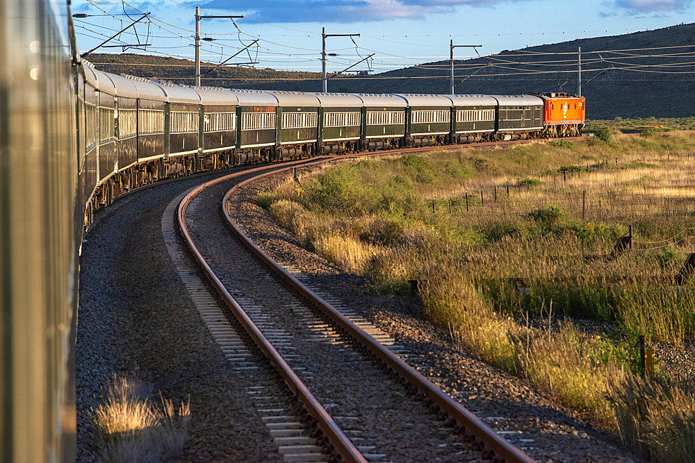 The Rovos Rail luxury train travelling between Cape Town and Pretoria in South Africa Pride of Africa beautifully rebuilt Classic train that form part of the luxurious and privately owned Rovos Rail fleet