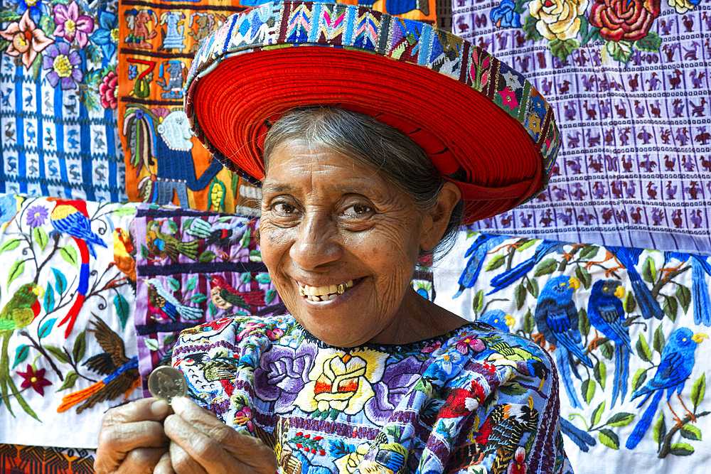 Concepcion Ramirez is the woman Tzutujil appears on coins of 25 cents of Guatemala. Woman in traditional dress as profiled on 25 cent coin Santiago Atitlan Guatemala Central America.