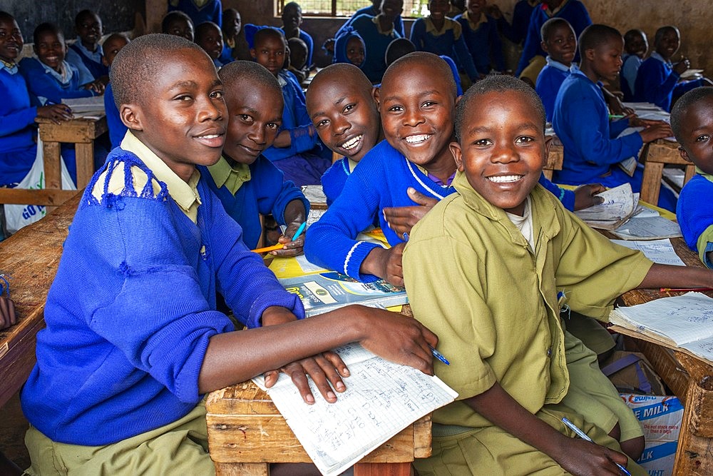 Inside primary and second school in a small village near Kitui city in the Kamba country in Kenya, Africa.