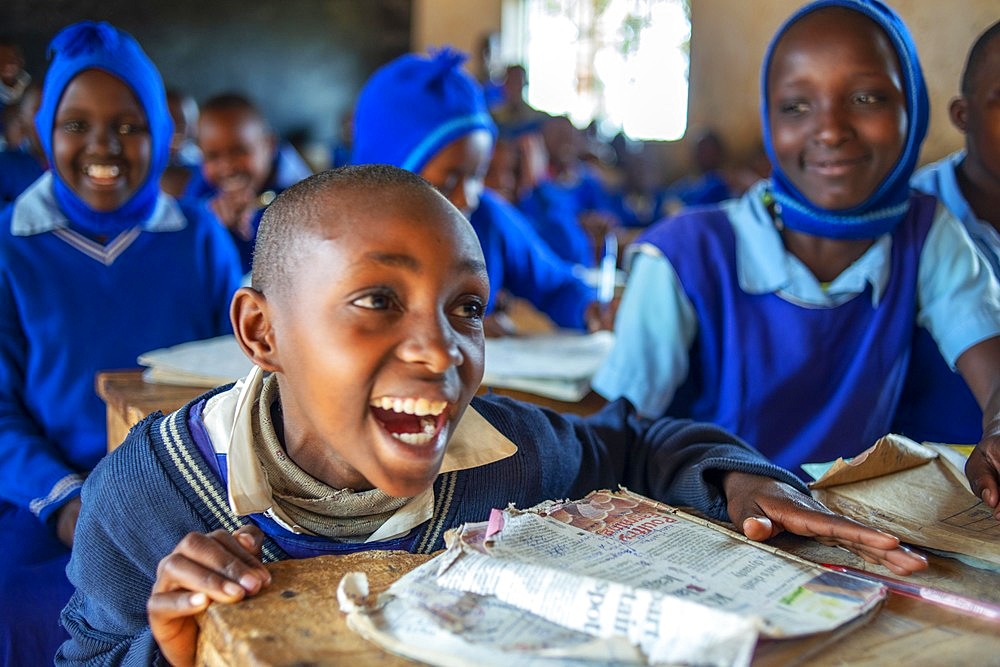 Inside primary and second school in a small village near Kitui city in the Kamba country in Kenya, Africa.