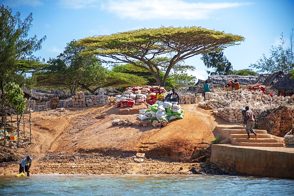 Stone village construction near the Takwa ruins on Manda Island in Lamu Island Kenya