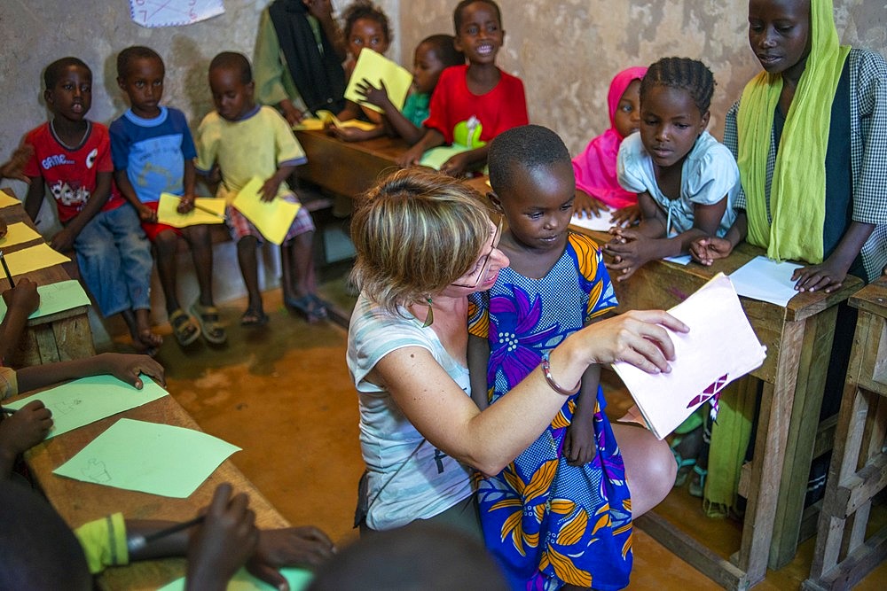 School for children to learn. Afrikable spanish NGO in Lamu island Kenya. This association tries to empower women who have been victims of abuse. By making souvenirs that are later sold in the village store and the schooling of their children.