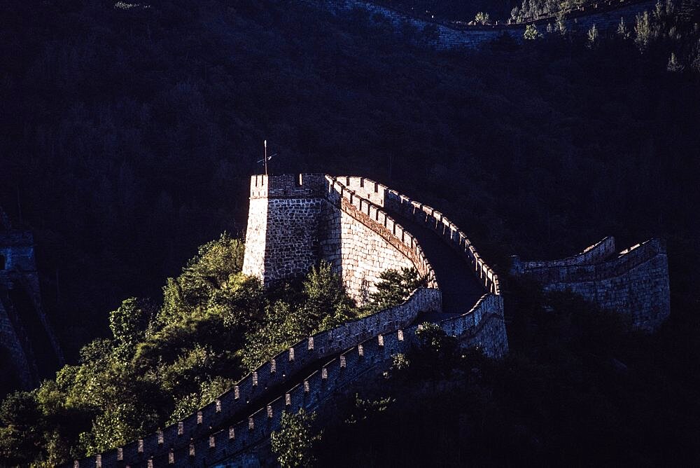 The Great Wall on the ridge tops above Mutinanyu, China.