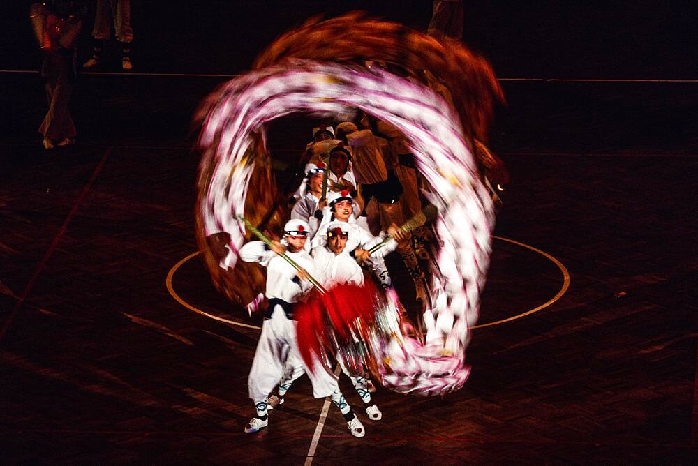 Dancers in the National Dragon Dance Competition in Beijing, China.