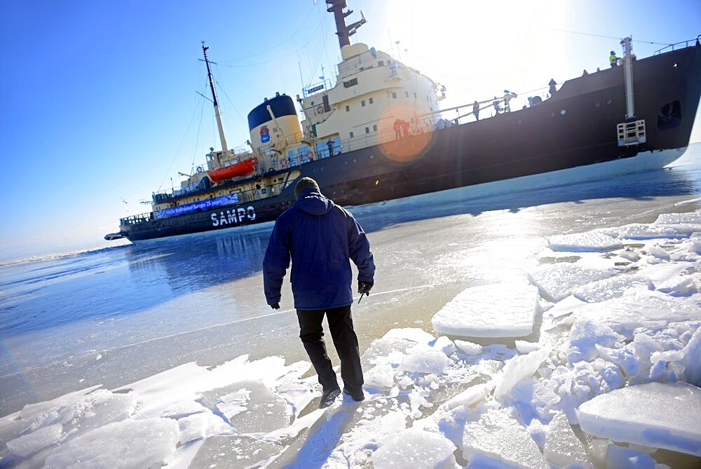 Jukka-Pekka Kuusinen, first officer of Sampo Icebreaker cruise, an authentic Finnish icebreaker turned into touristic attraction in Kemi, Lapland