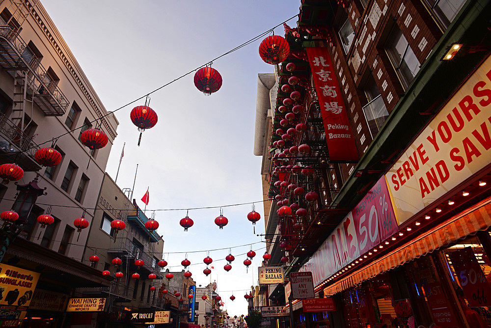 Streets of Chinatown in San Francisco, California,