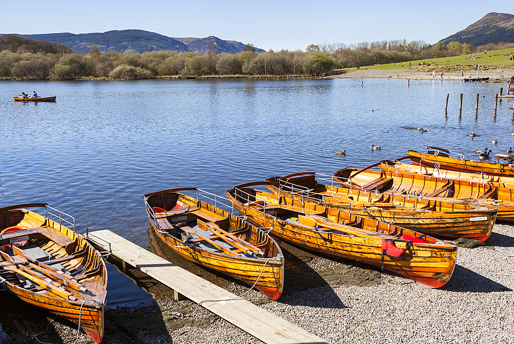 Rowing boats for hire, Lake Derwentwater, Keswick, Lake District, Cumbria, England