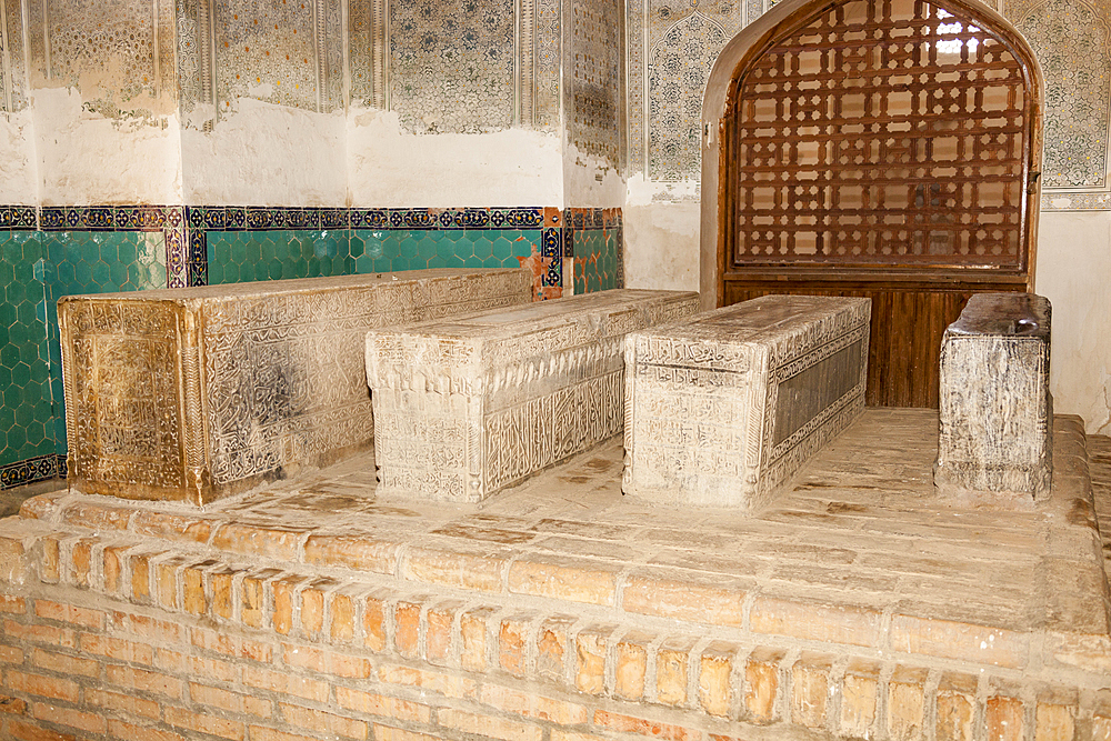 Tombs in Gumbazi Saidon Mausoleum, Dorut Tilovat Complex, Shakhrisabz, Uzbekistan