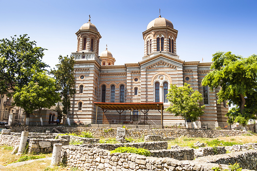 Saint Peter and Saint Paul the Apostles Cathedral, and ruins of ancient Tomis, Constanta, Romania