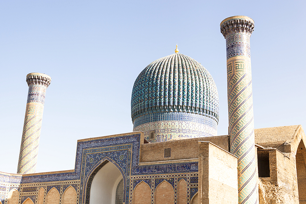 Gur Emir Mausoleum, also known as Gur Amir, Guri Amir, Gur-E Amir, and Gur-I Amir, Samarkand, Uzbekistan