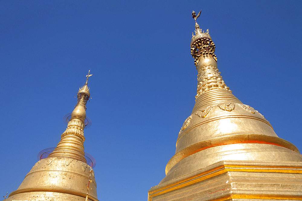 Stupas at Botataung Pagoda, Buddha's First Sacred Hair Relic Pagoda, Yangon, (Rangoon), Myanmar, (Burma)