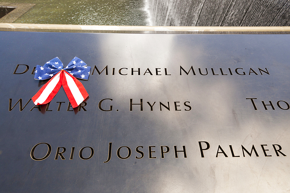 Names of September 11 2001 victims, National September 11 Memorial, World Trade Center, Manhattan, New York City, New York, USA