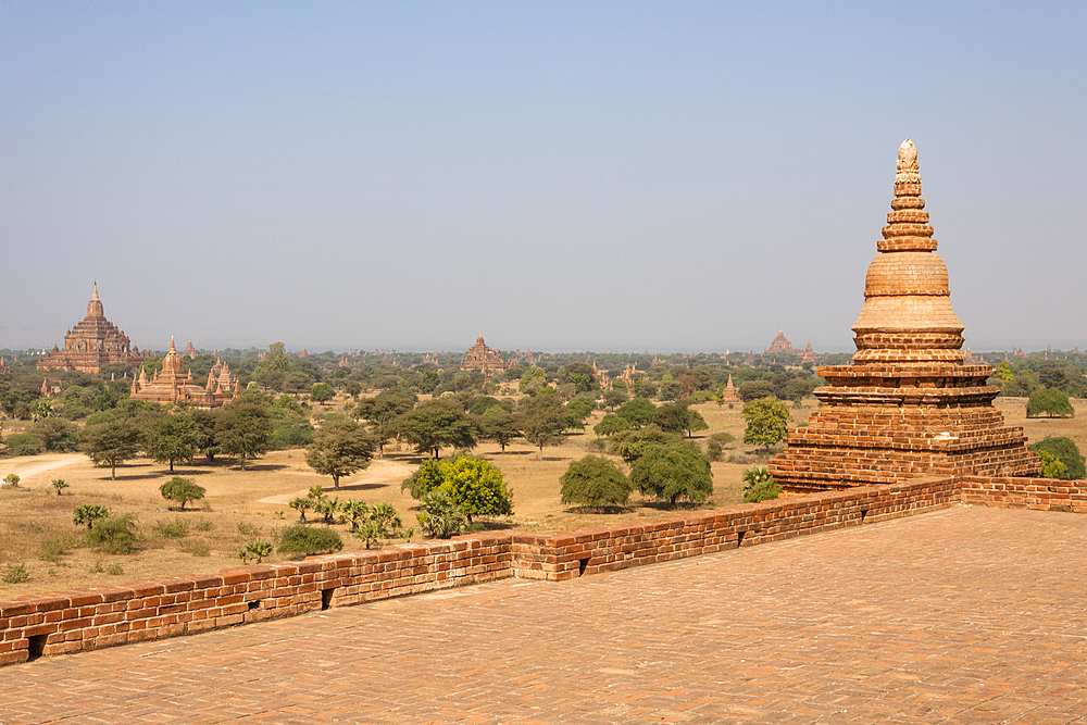 Sulamani Temple, on left, taken from Pyathatgyi Temple which is also known as Pyathadar Temple, Bagan, Myanmar, (Burma)