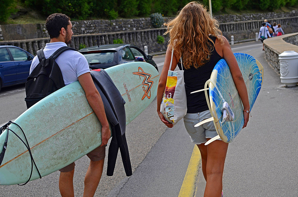 Surfers in Cote des Basques, Biarritz