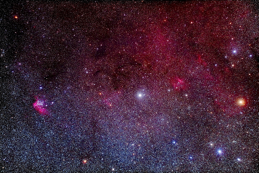 A collection of faint nebulas in southern Cepheus, including the Wizard Nebula